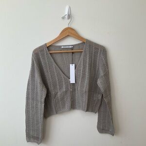 Stitches & Stripes Sweater Womens Medium Sebastian Crop Cardigan Pebble New